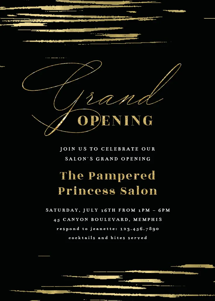 Golden strokes - grand opening invitation